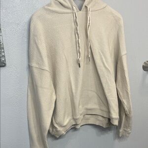 Aerie Light Gray Ribbed Hoodie